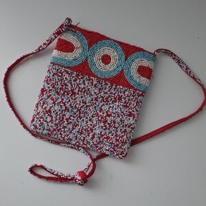 Hand-Beaded Red, White & Blue Shoulder Bag